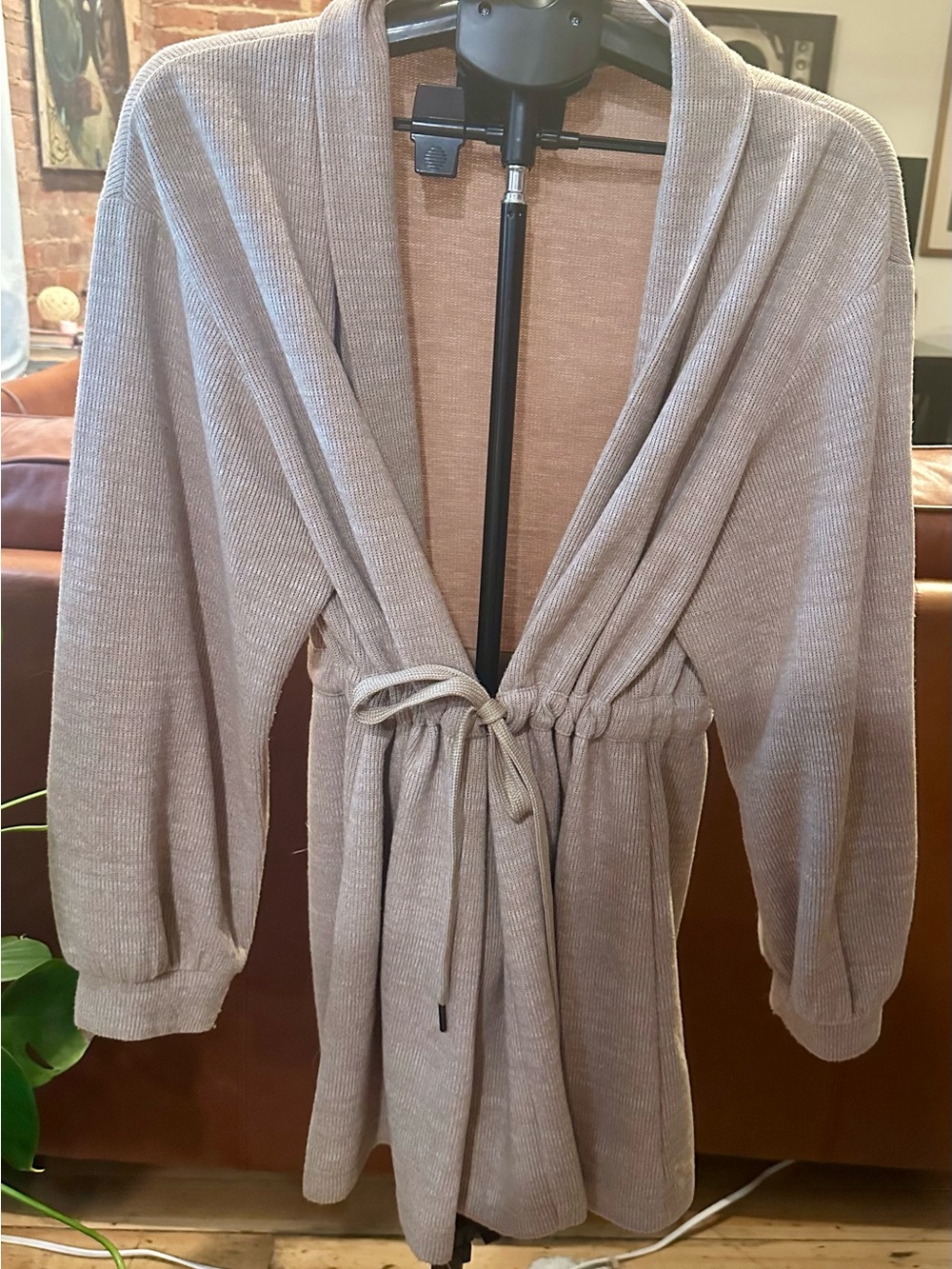 7 For All Mankind Cinch Waste Cardigan— Taupe